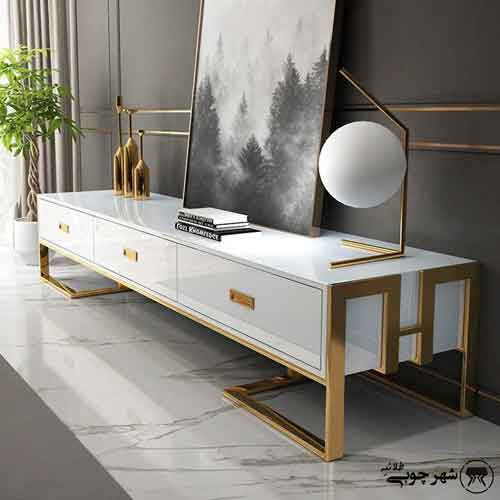 خرید میز تلویزیون وکیوم شیک و بادوام با قیمت فوقالعاده از طلائیه! میز تلویزیون وکیوم طلایی